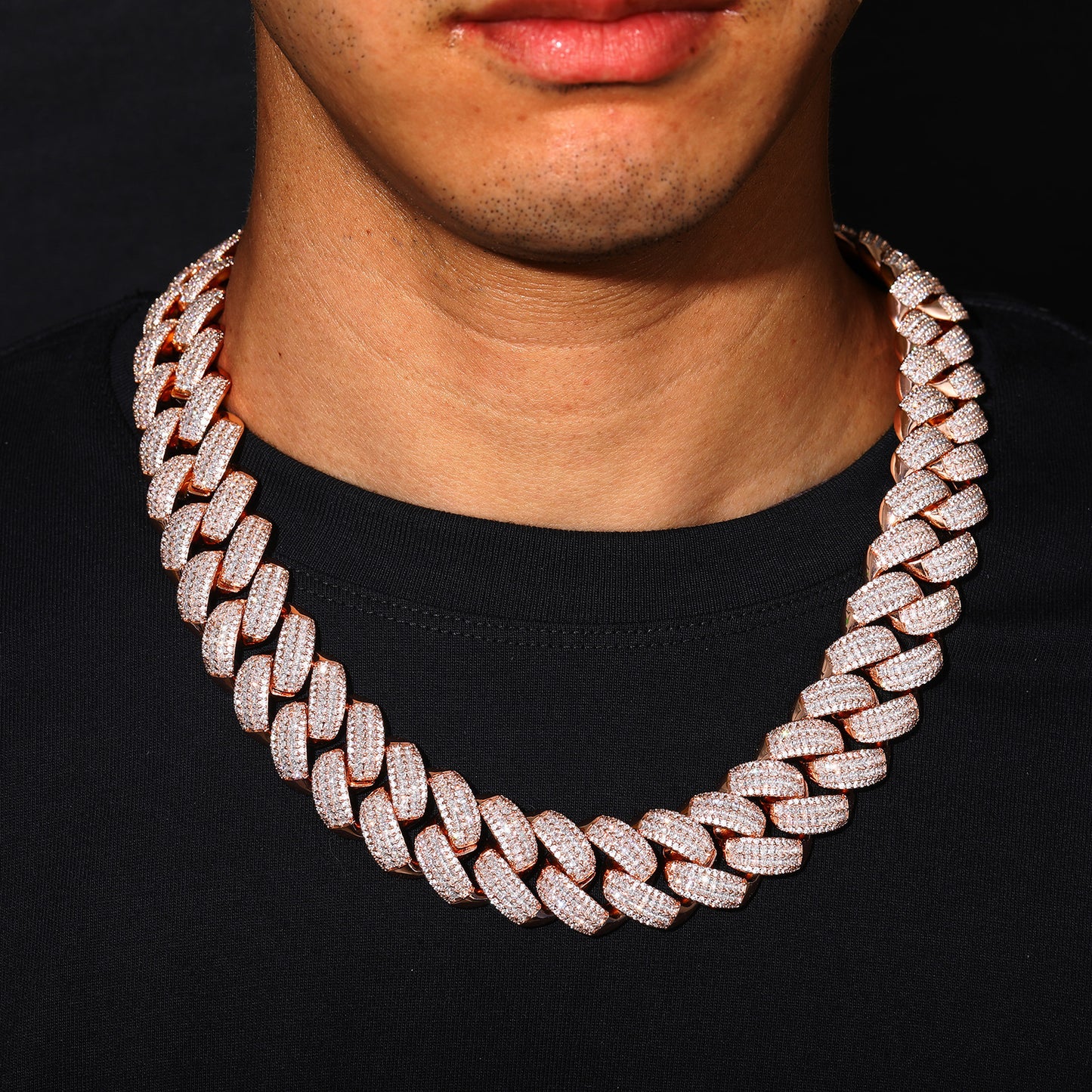 Iced Out Cuban Link Chain Necklace or Bracelet for Men and Women - Geometric Copper Jewelry with Cubic Zirconia product image