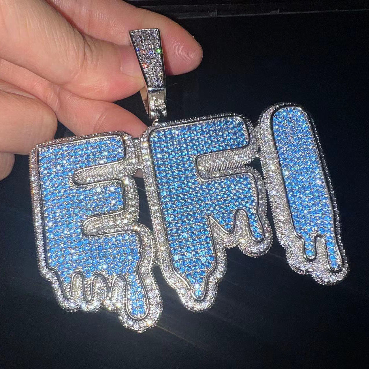Iced Out Letter Pendant Necklace