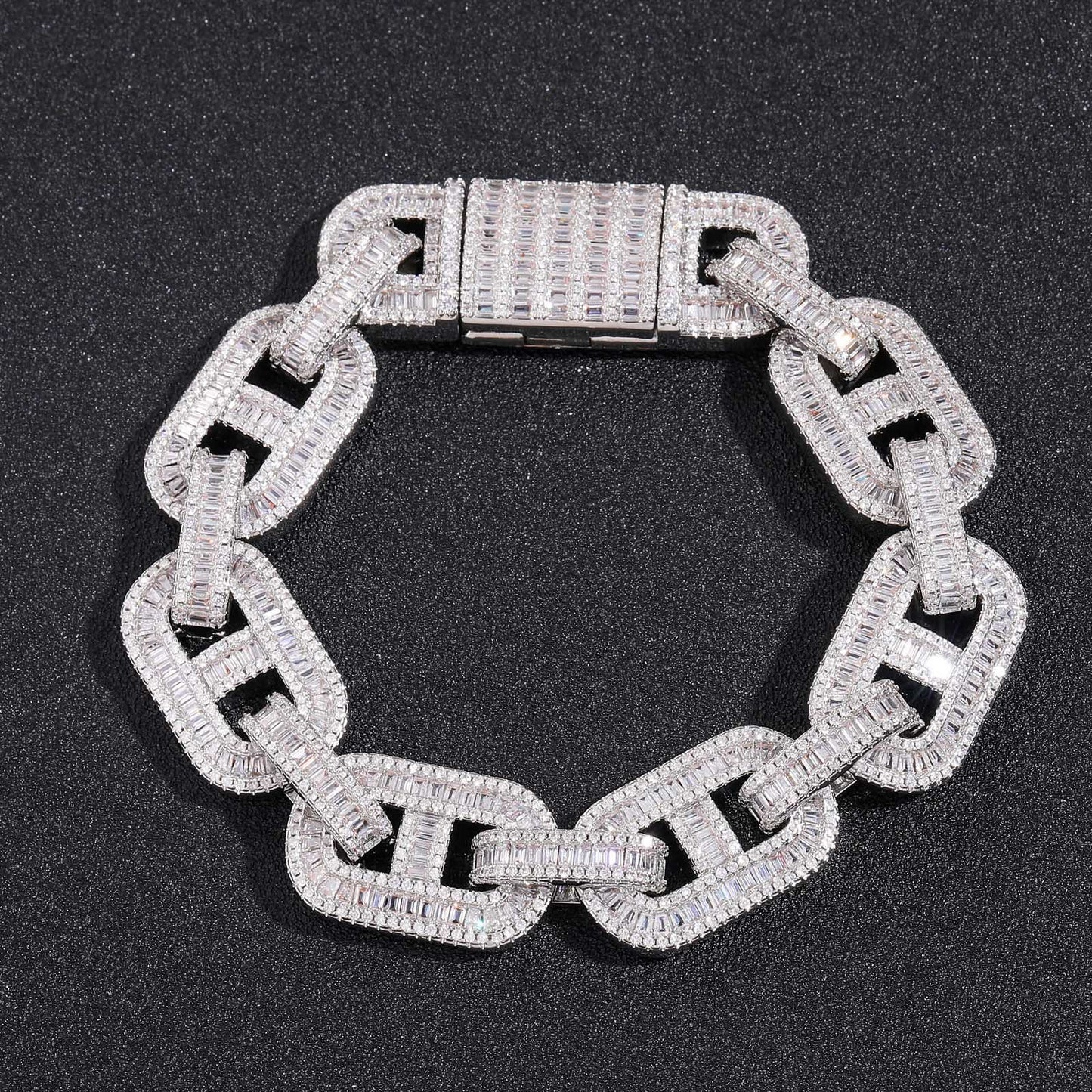 Hip Hop Square Cuban Link Cubic Zirconia Bracelet for Men