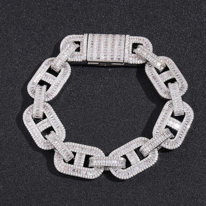 Hip Hop Square Cuban Link Cubic Zirconia Bracelet for Men