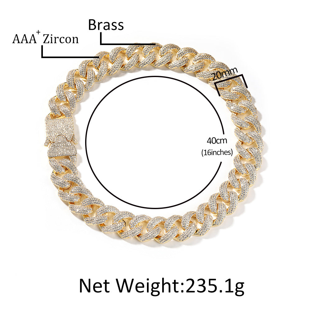 Iced Out Cuban Link Chain Bracelet Necklace for Women Men, Gold Plated or Silver Plated Statement Hip Hop Jewelry