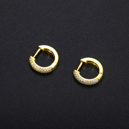 Unisex Silver Tone Round Hoop Earrings with Moissanite Accent Stones