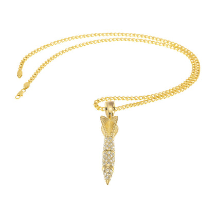 Minimalist Line Pendant Necklace with 5mm Cuban Chain for Women & Men, Gold Plated or Silver Plated Statement Jewelry