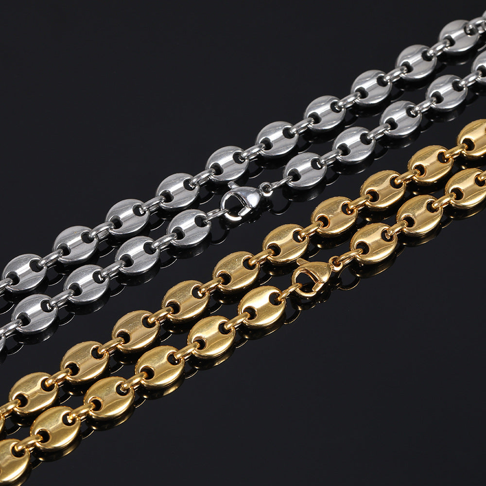 5-11 mm Polished Mariner Link Hip Hop Necklace with Stainless steel Base - CHA028 product image