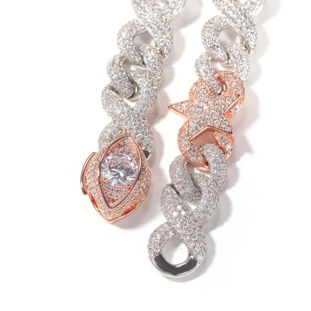 Iced Evil Eye Cuban Link Necklace with Cubic Zirconia Pendant for Women & Men