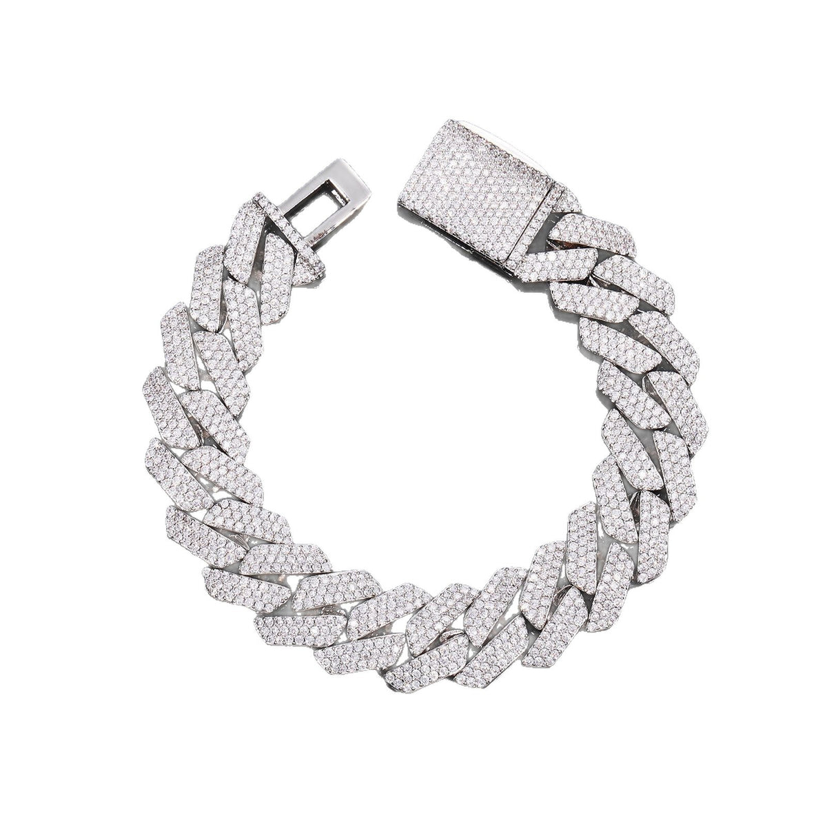 Iced Out 16mm Cuban Link Bracelet for Men and Women - Gold Color Copper Bracelet with Cubic Zirconia product image