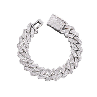 Iced Out 16mm Cuban Link Bracelet for Men and Women - Gold Color Copper Bracelet with Cubic Zirconia