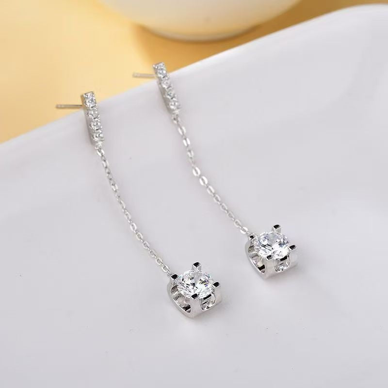 925 Silver Moissanite Snowflake Drop Earrings for Women product image