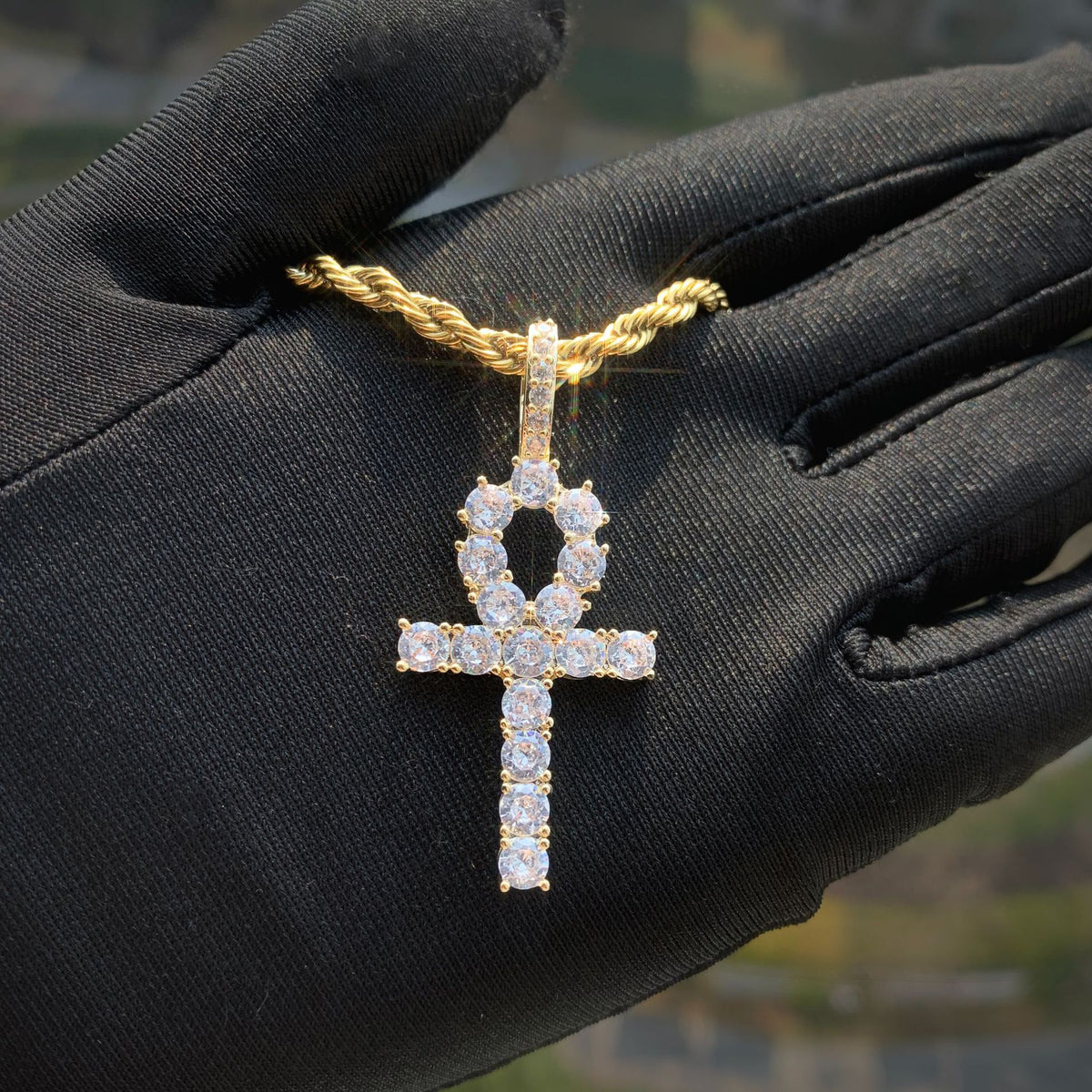 Iced Out Cross Pendant Necklace Unisex Hip Hop Statement Jewelry product image
