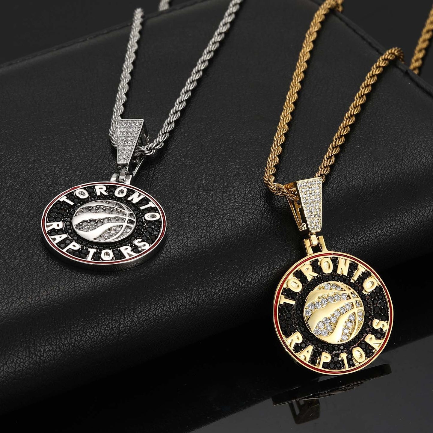 Hip Hop Geometric Round Dragon Cubic Zirconia Pendant Necklace for Men and Women