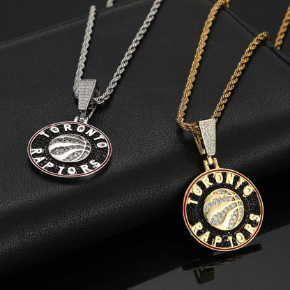 Hip Hop Geometric Round Dragon Cubic Zirconia Pendant Necklace for Men and Women