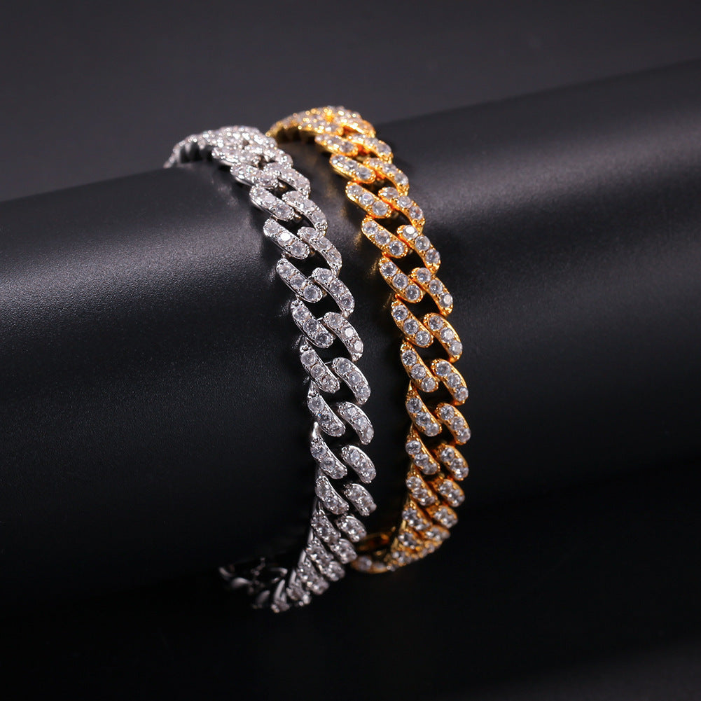 Sparkling Cuban Link Anklet for Women – Crystal Paved Chain Anklet in Gold, Silver, Pink & Half Pink Half White