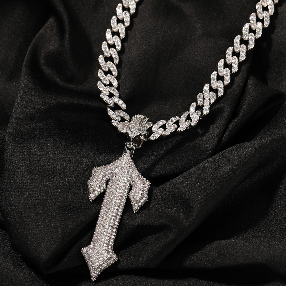 Men’s Iced Out Cross Pendant Necklace with Cubic Zirconia Twist Chain, Gold Tone or White Gold Tone Statement Jewelry
