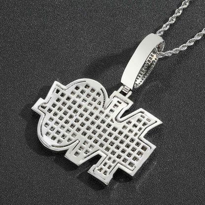 Hip Hop Letter Cubic Zirconia Pendant Necklace for Men and Women