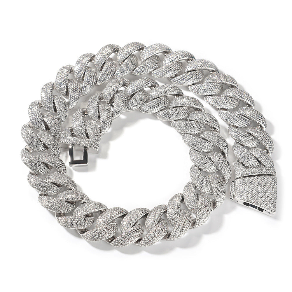 Men’s Iced Out Cuban Link Chain Necklace & Bracelet Set in Gold or Silver Tone with Cubic Zirconia product image