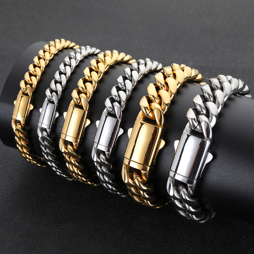 6-14 mm Polished Rounded Cuban Hip Hop Bracelet with Stainless steel Base - CHA064 product image