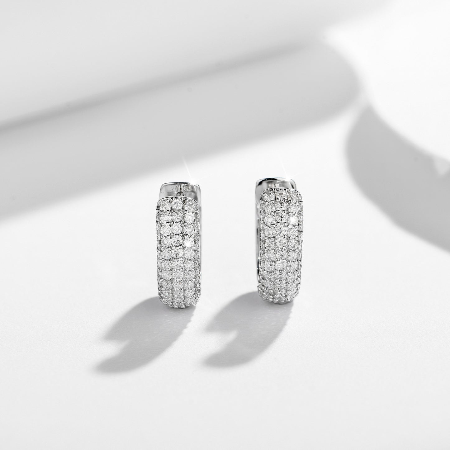 S925 Moissanite Huggie Hoop Earrings for Women, Pave Hoop Earrings, Everyday Sparkle Jewelry Gift product image