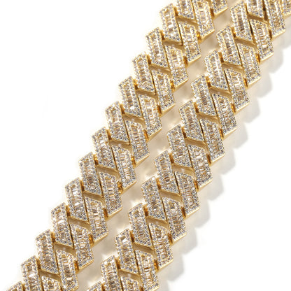 Iced Out Cuban Link Chain Necklace & Bracelet for Men - Cubic Zirconia Gold Plated or Silver Plated Statement Jewelry