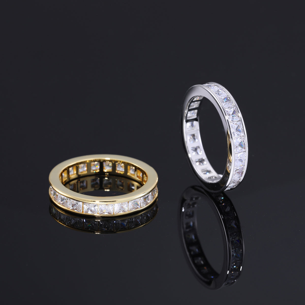 Iced Zircon Band Ring for Men and Women - Geometric Hip Hop Style Finger Ring, Sizes 7-10 product image