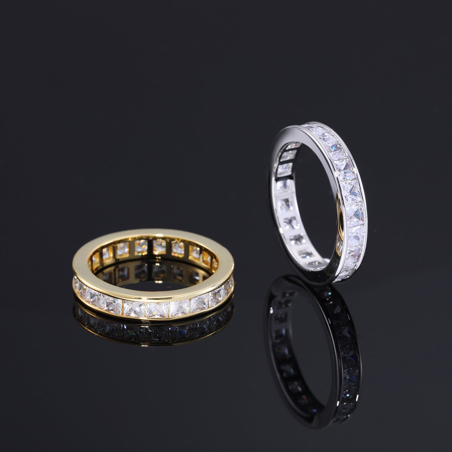 Iced Zircon Band Ring for Men and Women - Geometric Hip Hop Style Finger Ring, Sizes 7-10 product image