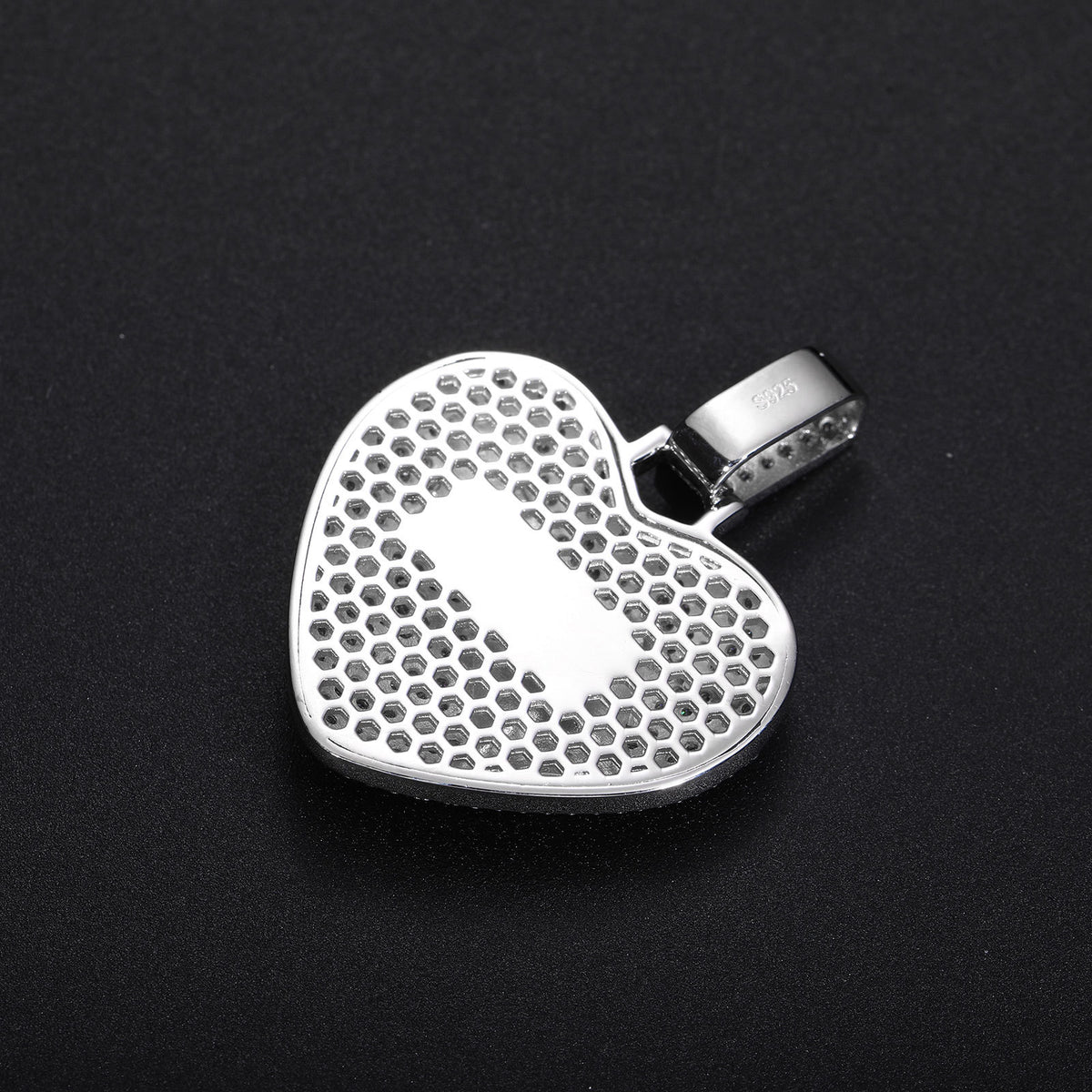 Iced Out Heart Moissanite Pendant Necklace in White Gold Tone product image