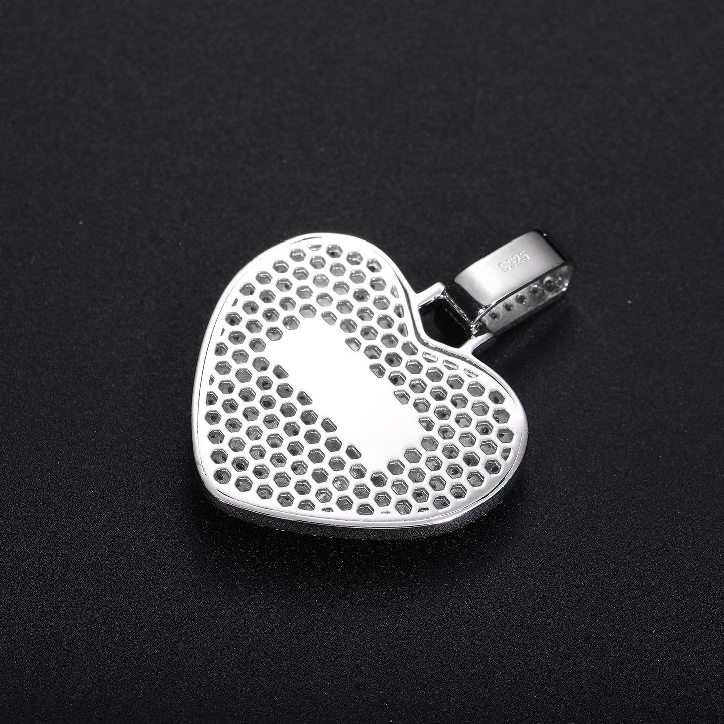Iced Out Heart Moissanite Pendant Necklace in White Gold Tone product image