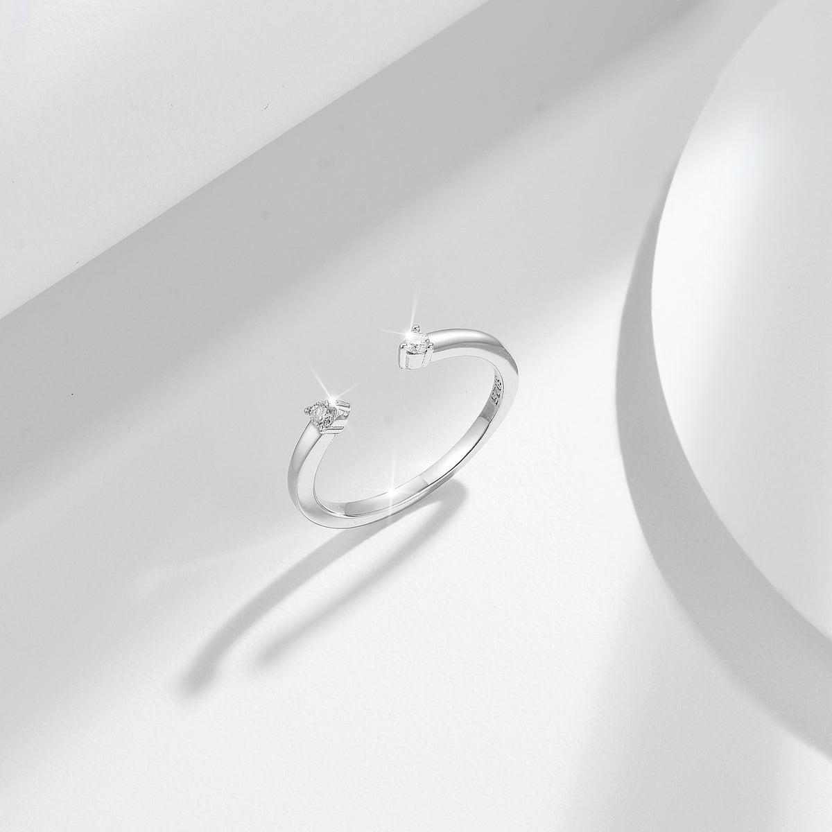 S925 Moissanite Open Ring for Women, Double Stone Promise Ring product image