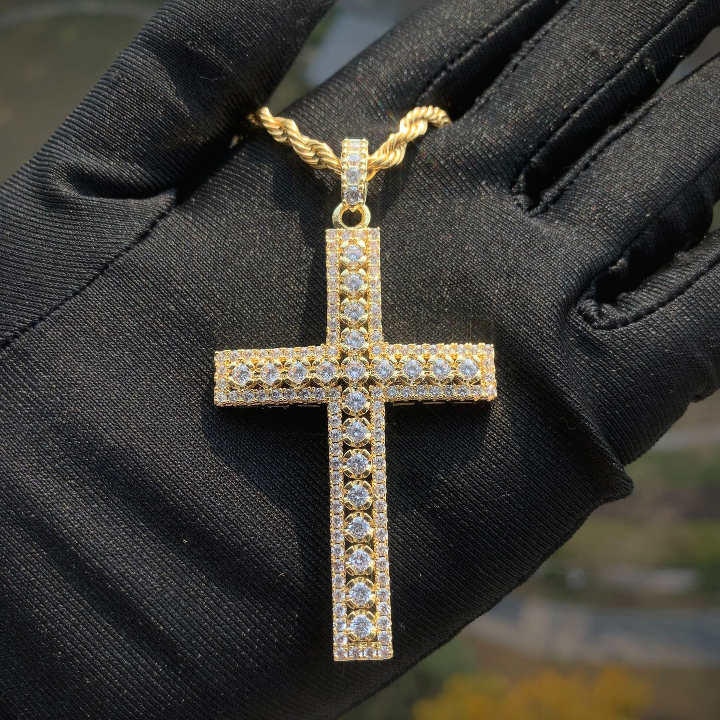 Iced Out Cross Pendant Necklace