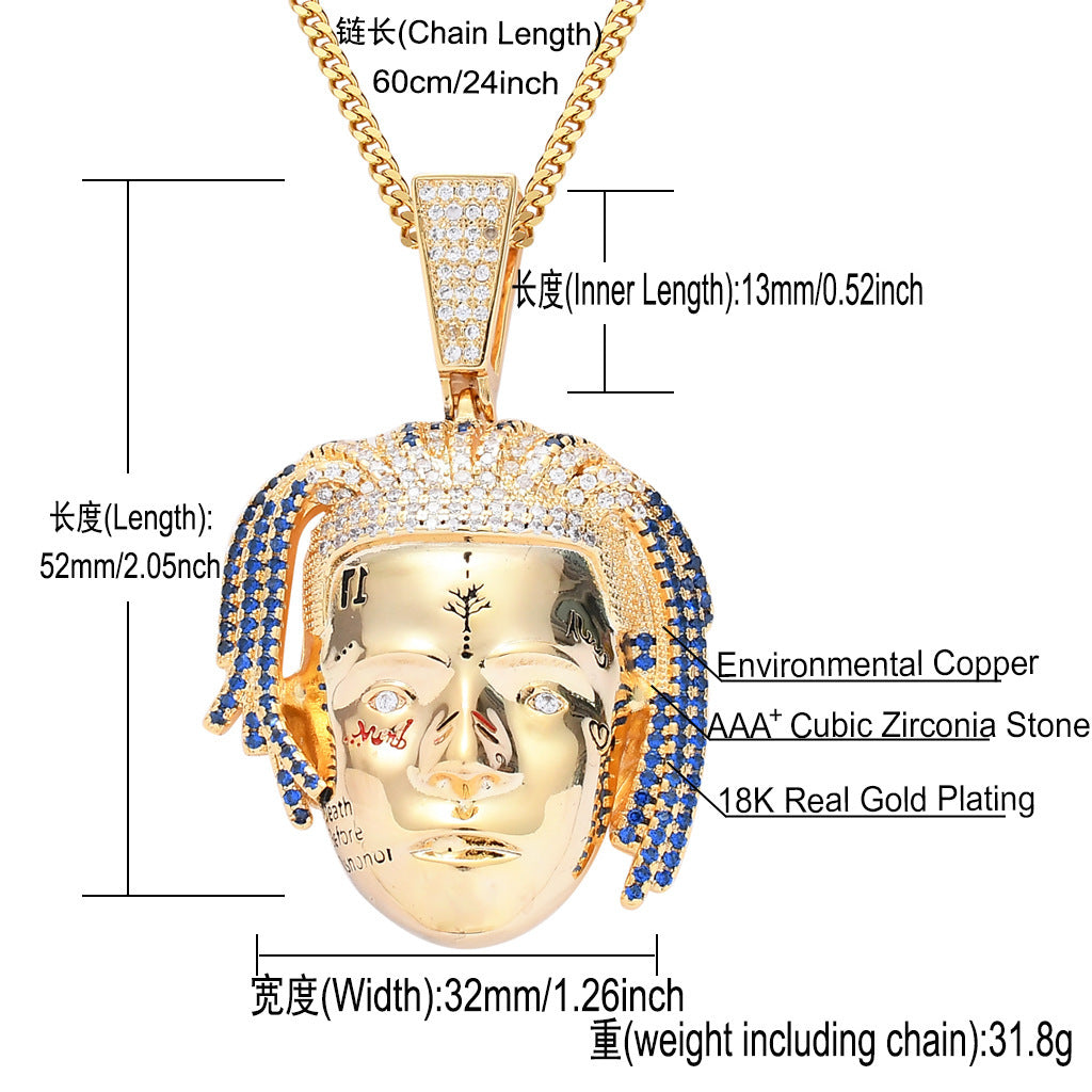 Hip Hop Vintage Skull Copper Pendant Necklace for Men and Women