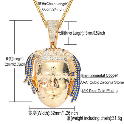 Hip Hop Vintage Skull Copper Pendant Necklace for Men and Women