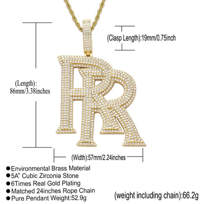 Hip Hop Letter Copper Pendant Necklace for Men and Women