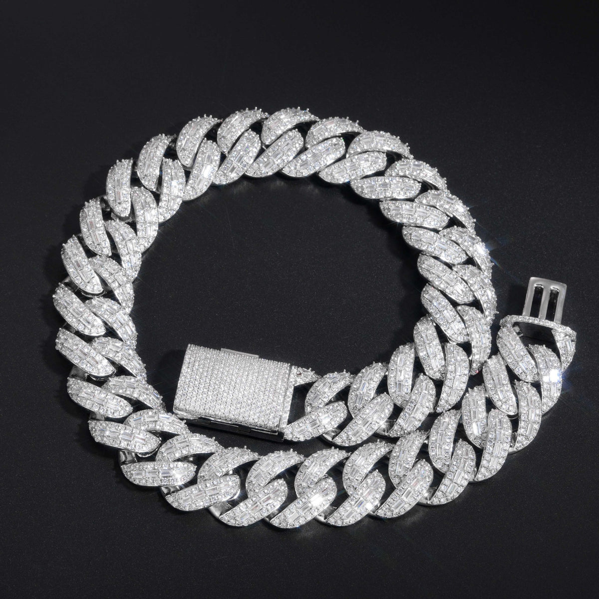 25mm Iced Out Cuban Link Chain Bracelet/Necklace, Chunky Cubic Zirconia Hip Hop Jewelry product image