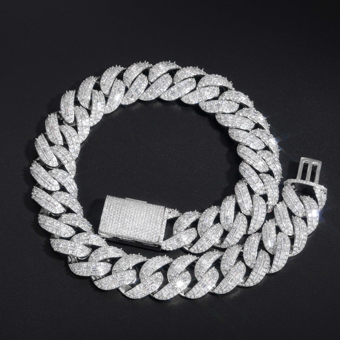 25mm Iced Out Cuban Link Chain Bracelet/Necklace, Chunky Zircon Hip Hop Jewelry