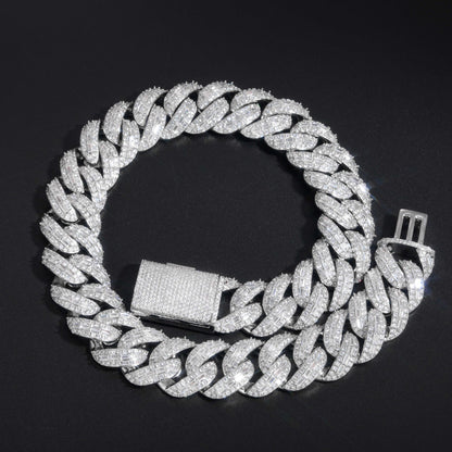 25mm Iced Out Cuban Link Chain Bracelet/Necklace, Chunky Cubic Zirconia Hip Hop Jewelry