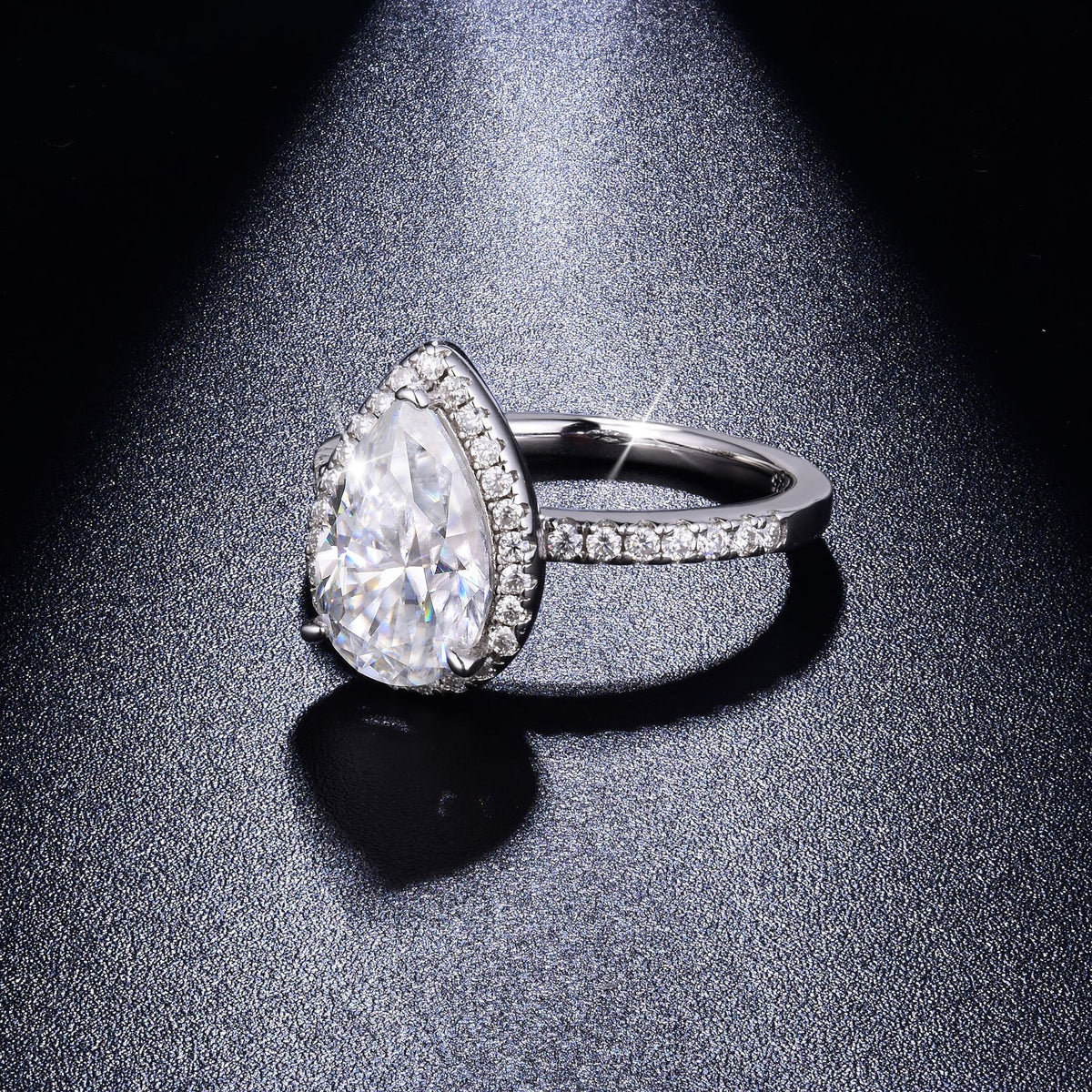 3 Carat Pear Cut Moissanite Halo Ring, 925 Sterling Silver Promise Ring product image