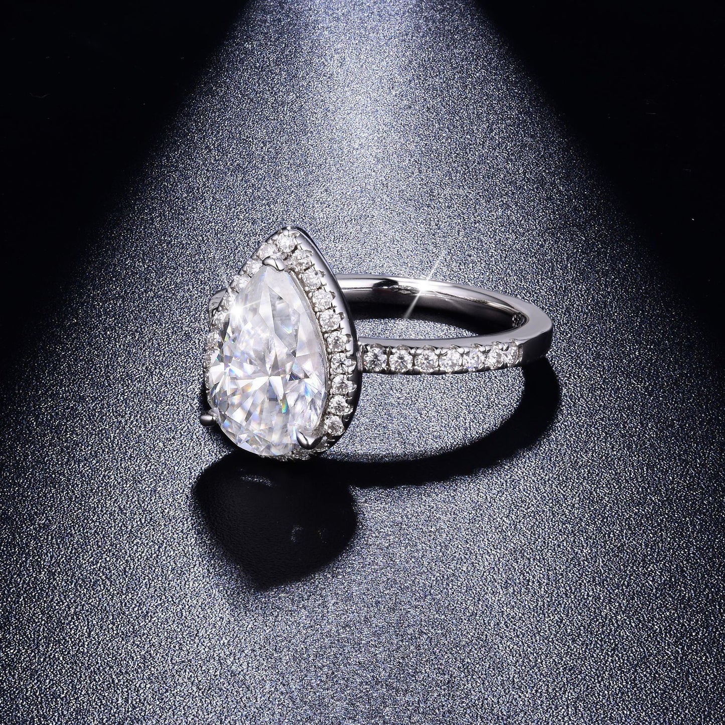 3 Carat Pear Cut Moissanite Halo Ring, 925 Sterling Silver Promise Ring product image