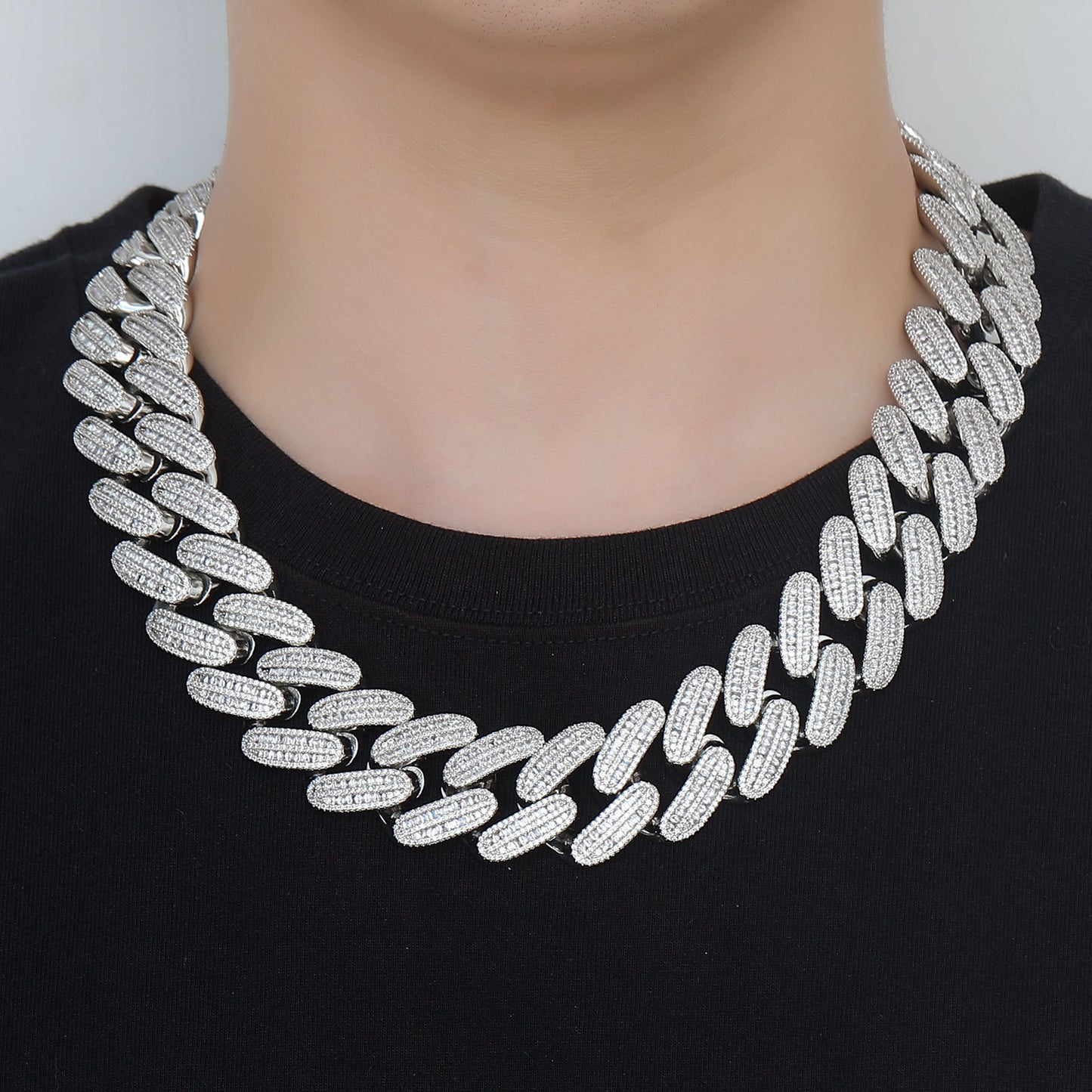 Hip Hop Light Luxury Cuban Link Cubic Zirconia Necklace for Men