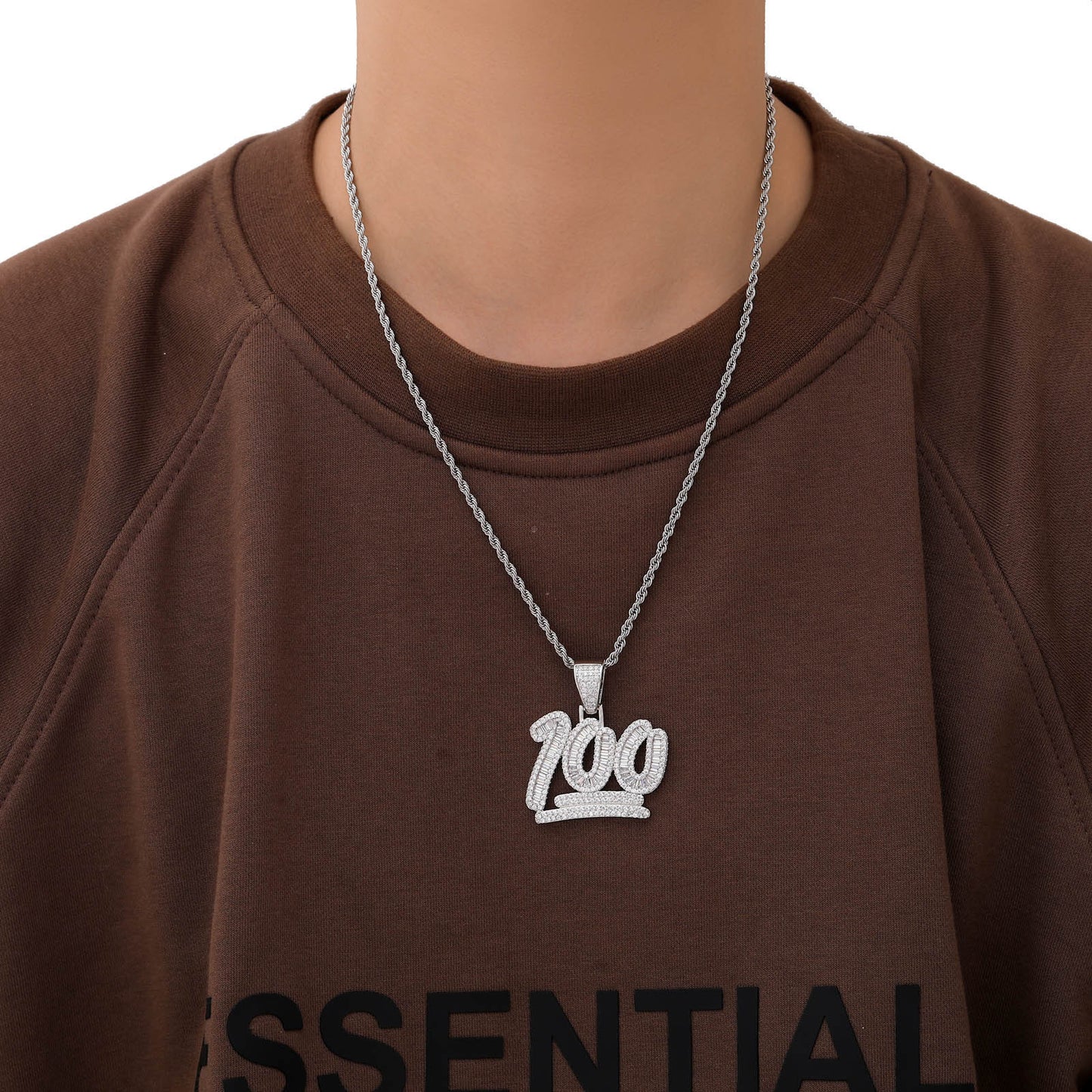 Hip Hop Cross Tennis Chain Copper Pendant Necklace for Men and Women