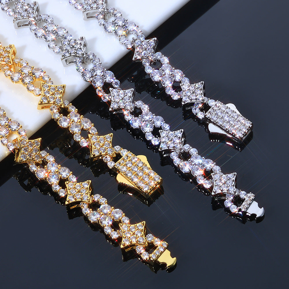 12 mm Star and Round CZ Link Copper Necklace - CHA391 product image