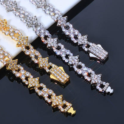 12 mm Star and Round CZ Link Copper Necklace - CHA391