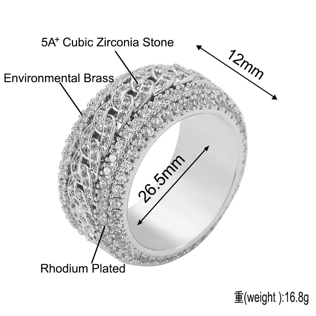 Light Luxury Cuban Link Copper Ring for Men