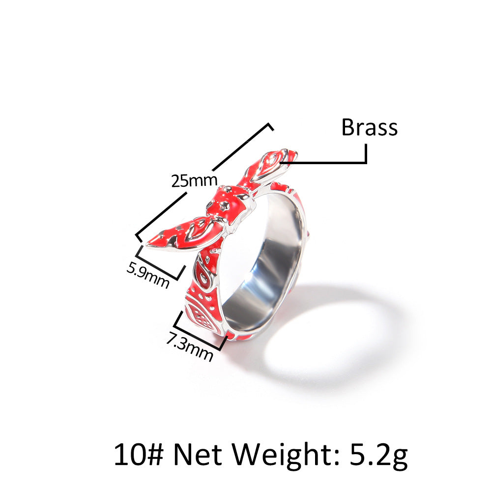 Trendy Floral Enamel Ring for Women & Men – Silver Plated Statement Flower Band