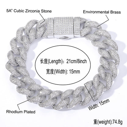 Hip Hop Cuban Link Bubble Cubic Zirconia Bracelet for Men