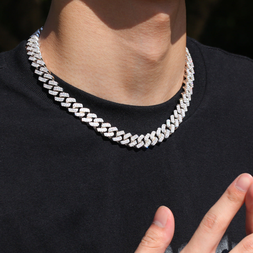 Iced Cuban Link Necklace with Cubic Zirconia Pendant Chain for Women & Men, Gold Plated or Silver Plated Statement Jewelry product image