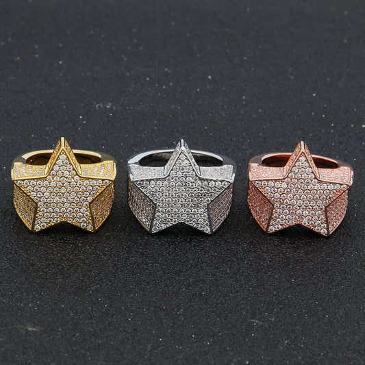 Men’s Iced Star Cubic Zirconia Statement Ring product image