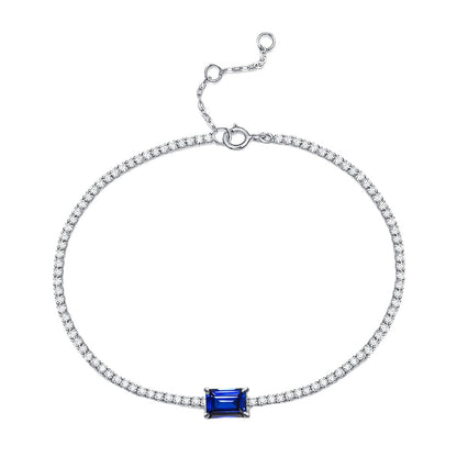 Lab-Grown Emerald Tennis Bracelet, S925 White Gold Plated Bracelet