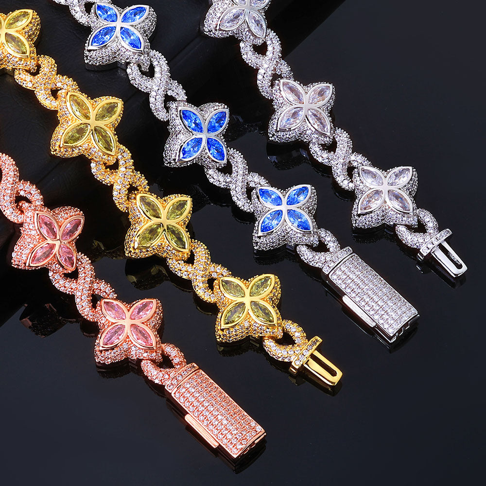 Clover and Infinity CZ Link Copper Bracelet - CHA295 product image