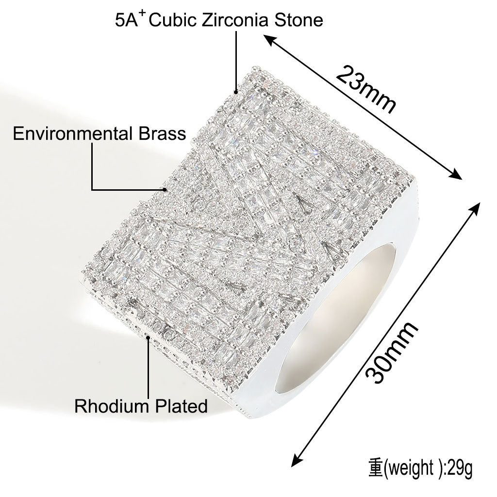 Hip Hop Cuban Link Cubic Zirconia Ring for Men