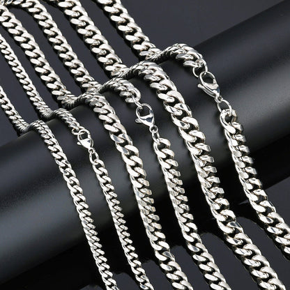 5-9 mm Polished Rounded Cuban Hip Hop Necklace or Bracelet with Stainless steel Base - CHA163