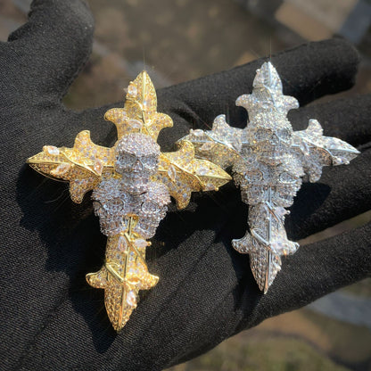 Iced Skull Cross Necklace for Men